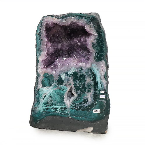 Amethyst-Kathedrale „Unikat Nr. 0241“ – Monumentale Kontrast-Geode mit grüner Matrix (37 kg)