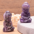 Amethyst Buddha-Duo „Divine Peace“ – Handgeschnitzte Meditations-Wächter (50 mm)