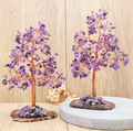 Amethyst Edelstein-Baum „Divine Serenity“ – Kunstvoller Lebensbaum auf echter Achatscheibe (ca. 200 mm)