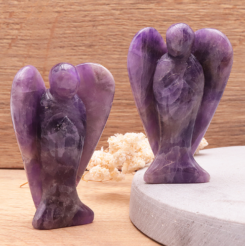 Amethyst Schutzengel „Divine Purple“ – Imposante Edelstein-Figur in A-Qualität (75 mm)