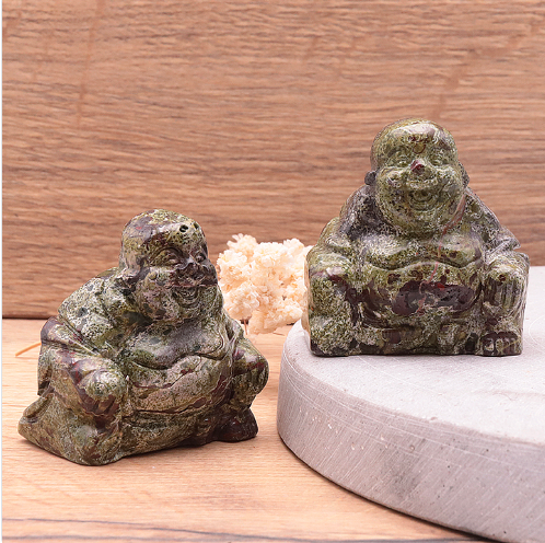 Drachenblut-Jaspis Buddha-Duo „Dragon’s Blessings“ – Handgeschnitzte Kraftspender (50 mm)