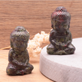 Drachenblut-Jaspis Buddha-Duo „Dragon’s Fire“ – Handgeschnitzte Meditations-Wächter (50 mm)