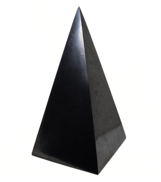 Exklusive Hohe Schungit-Pyramide (10 cm) – Graziler Kraft-Turm & Fokus-Anker