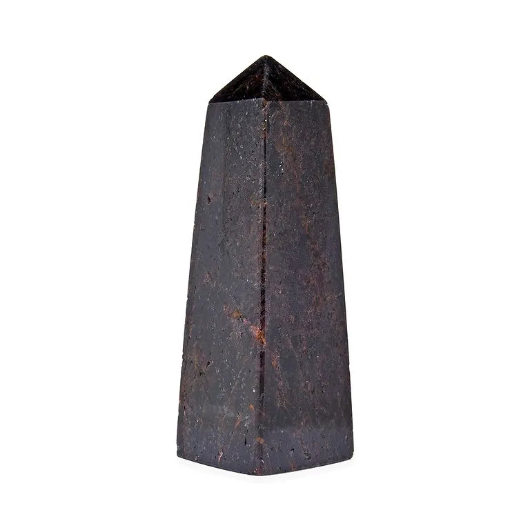 Granat-Obelisk (12 cm) – Historischer „Karfunkel“ für Willenskraft & Fokus