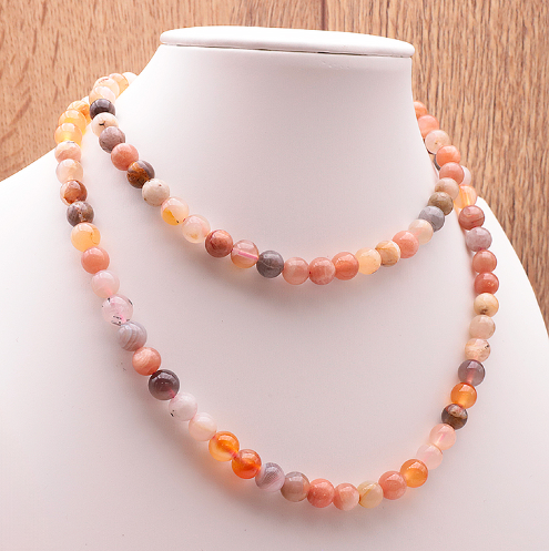Indischer Multi-Color Mondstein Kugel-Halskette „Sunset Glow“