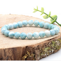 Karibisches Larimar Kugelarmband „Ocean Breeze“ – AA-Spitzenklasse (8mm)