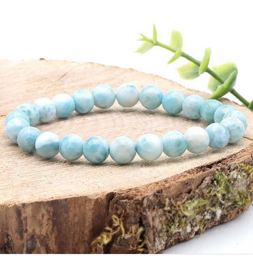 Karibisches Larimar Kugelarmband „Ocean Breeze“ – AA-Spitzenklasse (8mm)
