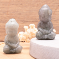 Labradorit Buddha-Duo „Mystic Insight“ – Handgeschnitzte Meditations-Wächter (50 mm)