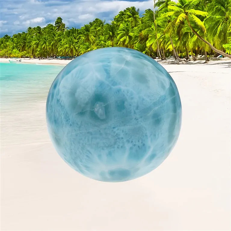 Larimar-Kugel in Top-AA-Qualität (5 cm / 190 g) – Meisterstück des karibischen Atlantis-Steins