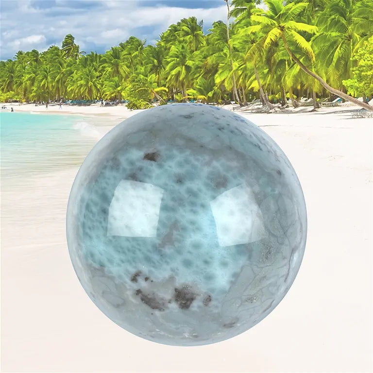 Monumentale Larimar-Kugel (8,2 cm / 845 g) – Imperiales-Meisterstück in Museumsqualität