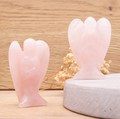 Rosenquarz Schutzengel-Duo „Heart’s Embrace“ – Handgeschnitzte Edelstein-Figuren (50 mm)