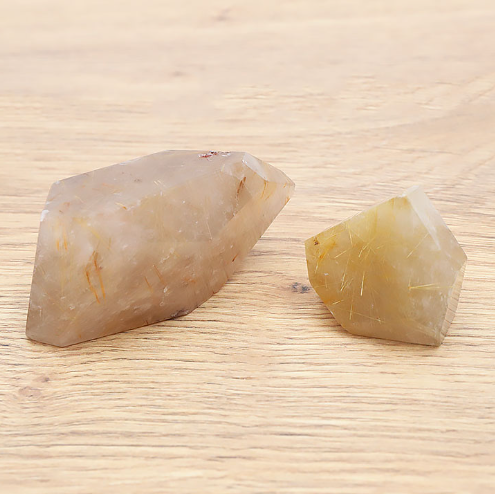 Rutil-Quarz Design-Duo „Golden Ray“ – im 2er-Set (146 g)
