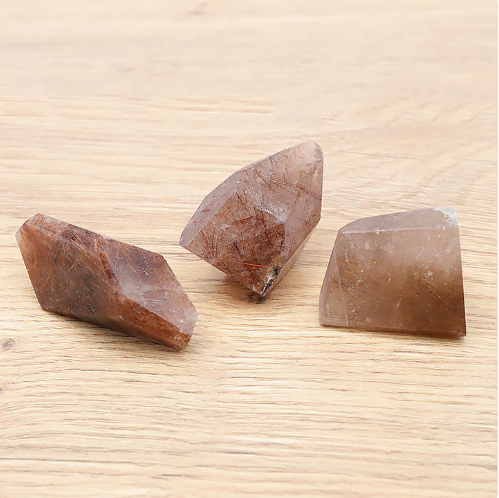 Rutil-Quarz Design-Trio „Crimson Rays“ – in AA-Spitzenqualität (96 g)