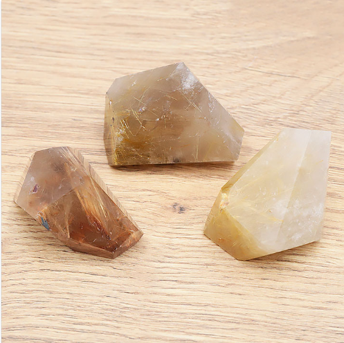 Rutil-Quarz Design-Trio „Golden Core“ –  im 3er-Set (164 g)