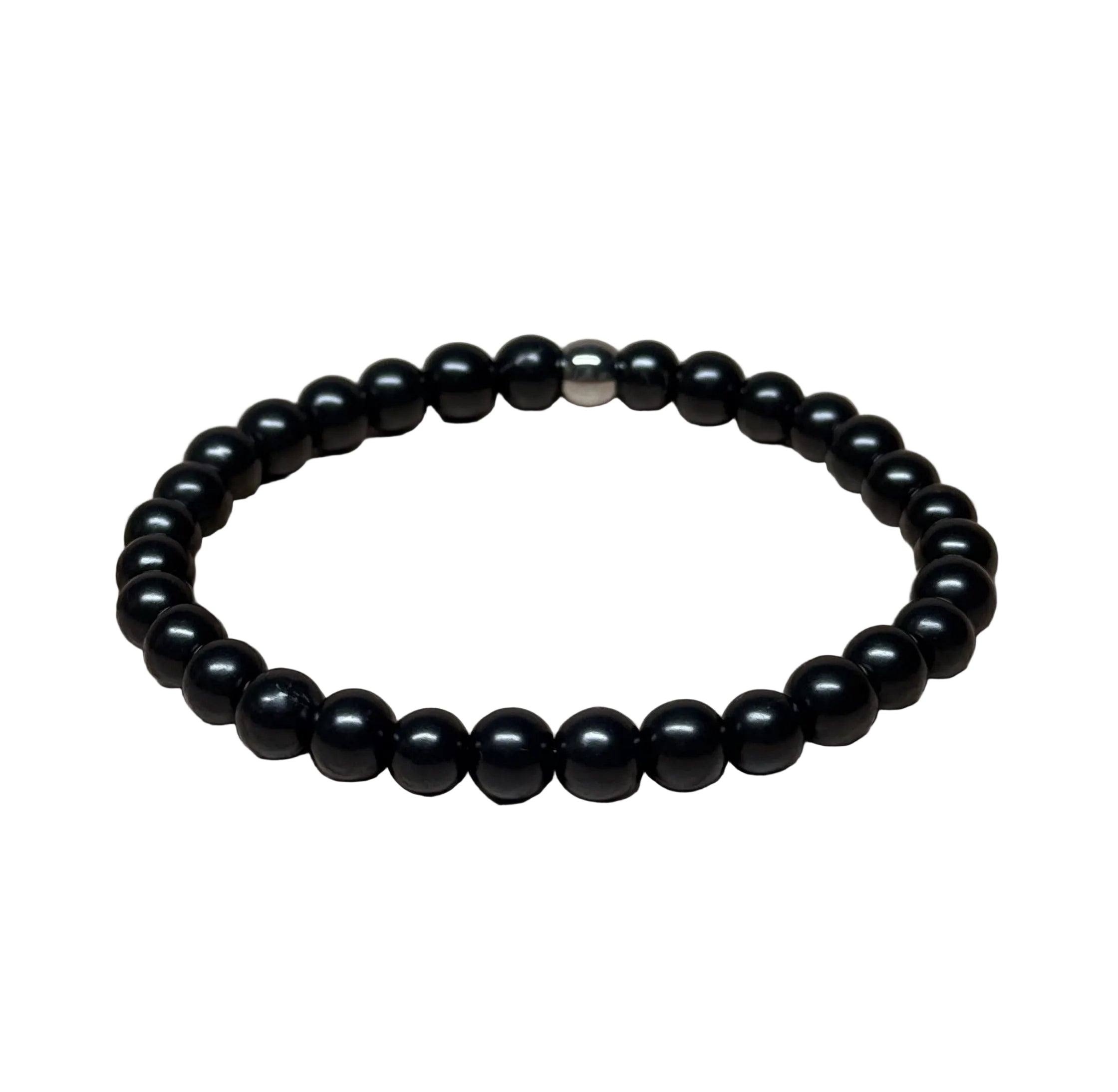 Schungit Edelstein-Armband – Dunkle Urkraft & zarter Edelstahl-Akzent