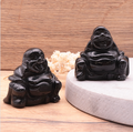 Schwarzer Obsidian Buddha-Duo „Shadow & Light“ – Handgeschnitzte Schutzwächter (50 mm)