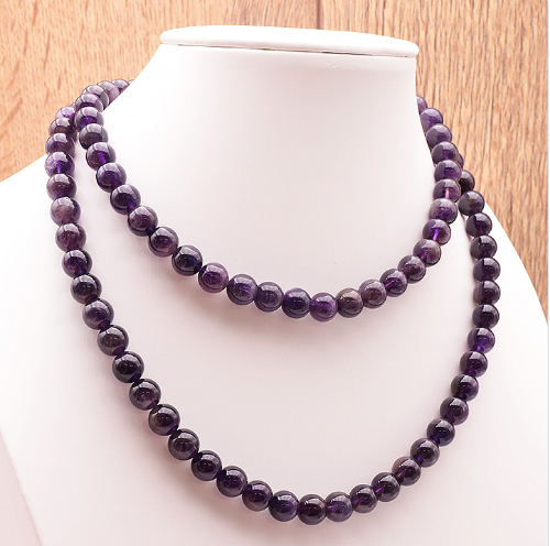 Uruguay-Amethyst Kugel-Halskette „Deep Velvet“ – 45cm Edel-Perlen