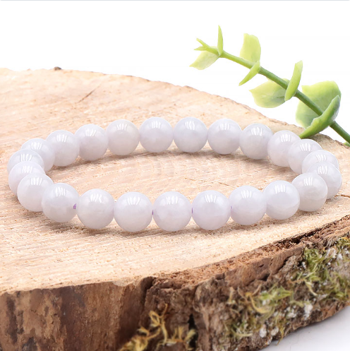 Violettes Burma-Jadeit Kugelarmband „Lavender Peace“ – Seltene Pastell-Jade (8mm)