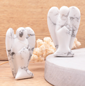 Weißer Howlith Schutzengel-Duo „Marble Serenity“ – Handgeschnitzte Edelstein-Figuren (50 mm)