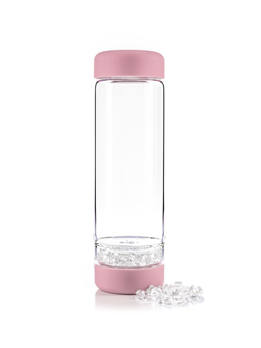 Edelstein-Trinkflasche inu! „Blossom Rose“ – Bergkristall & DIY-Freiheit