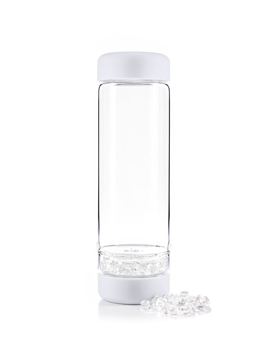 Edelstein-Trinkflasche inu! „Cloud White“ – Pure Klarheit & DIY-Freiheit