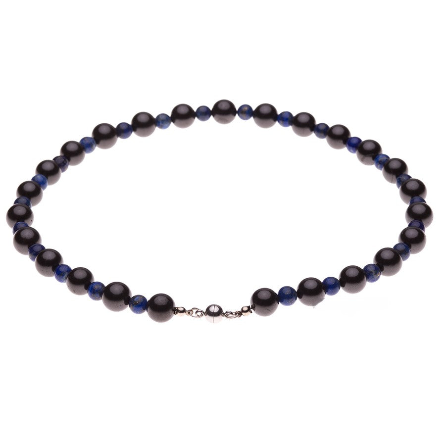 Schungit & Lapislazuli Royal-Collier – Tiefenblaues Mysterium